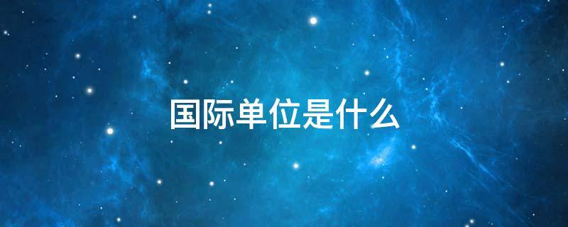 国际单位是什么 质量国际单位是什么