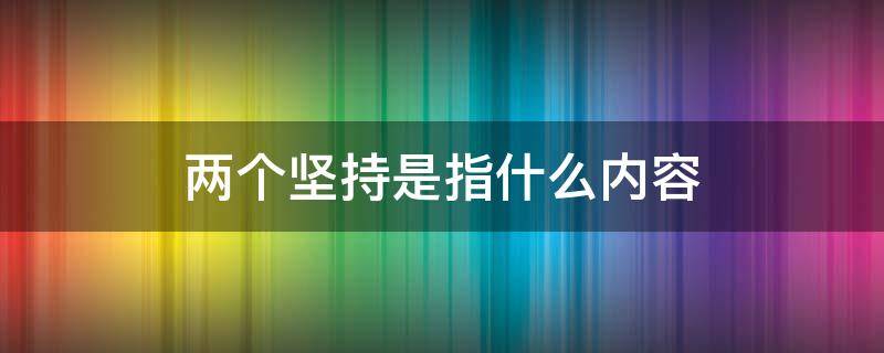 两个坚持是指什么内容 党的建设两个坚持是指什么内容