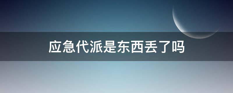 应急代派是东西丢了吗（应急代派能收到吗）