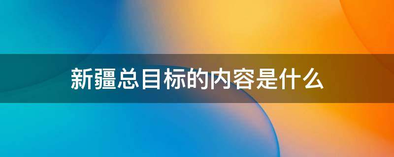新疆总目标的内容是什么 新疆总目标的认识