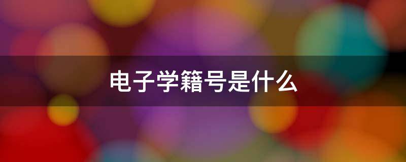电子学籍号是什么 电子学籍号是什么格式
