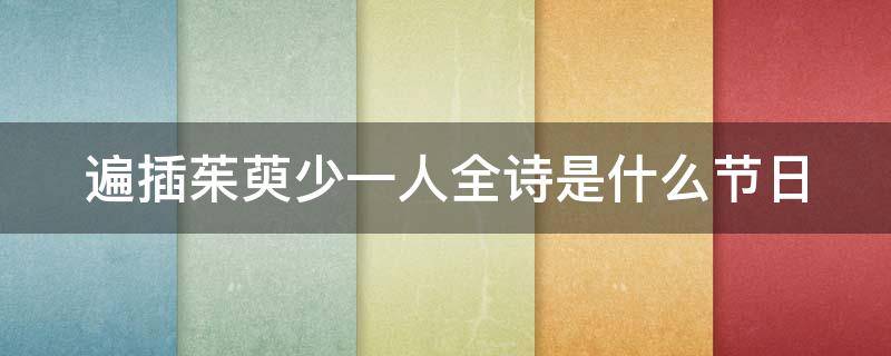遍插茱萸少一人全诗是什么节日 遍插茱萸少一人的上一句是啥